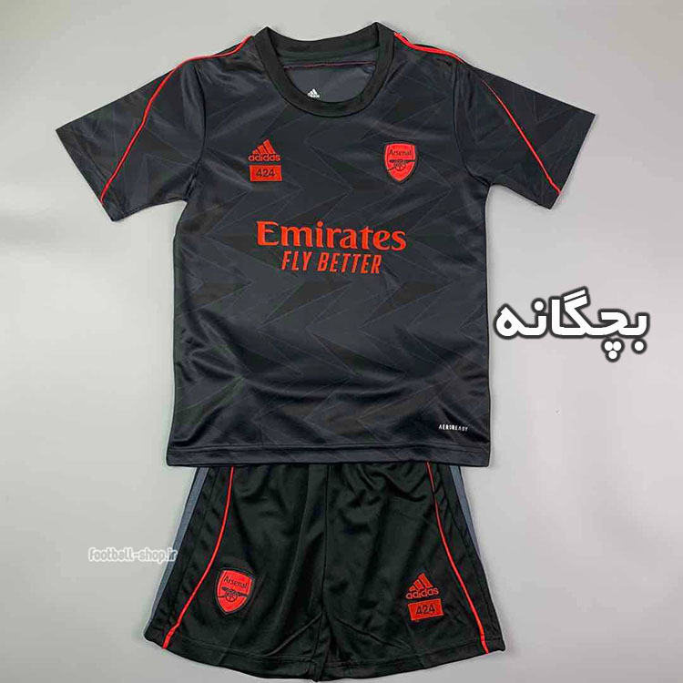 لباس و شورت خاکستری آرسنال 2022 اریجینال +A بچگانه-Adidas